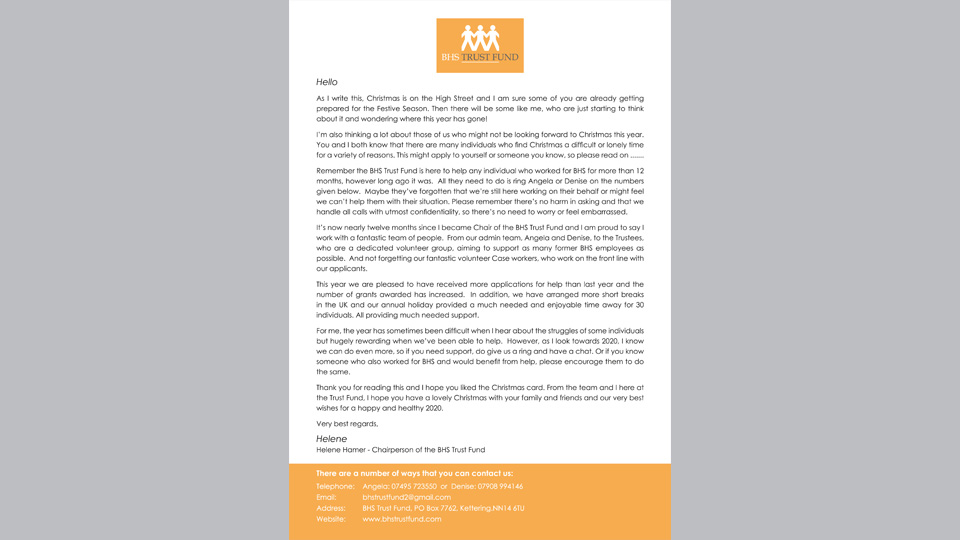 End of year letter 2019 – We are here to help!